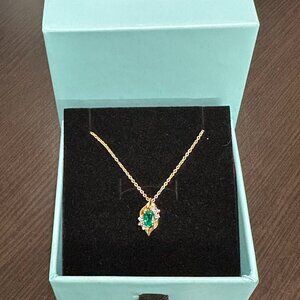 24" 10k Yellow Gold Chain with Emerald/Diamond